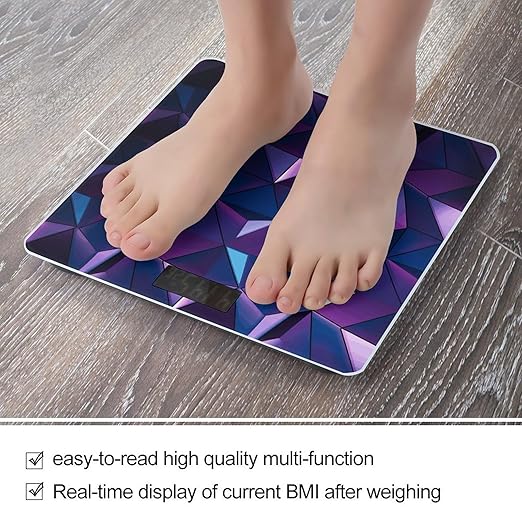 Purple Geometric Weight Scale for Body Weight Digital Bathroom Scale High Capacity Accurate Digital Weighing Scales and Easy-to-Read on Backlit LCD Display Scales
