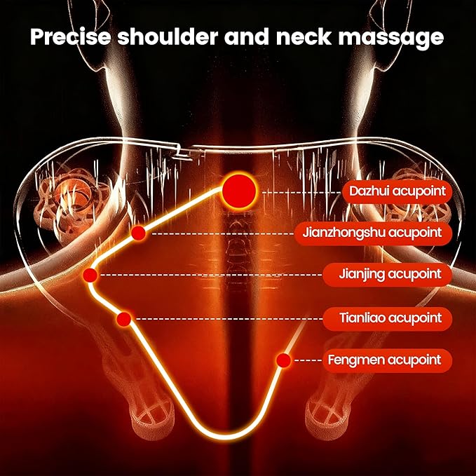 Breo N6 Mini Shiatsu Neck and Shoulder Massager with Heat – Deep Tissue Kneading Massage Pillow with Plum Blossom Rollers Red Light Therapy Quiet Motor Cordless Gift for Back Pain Relief