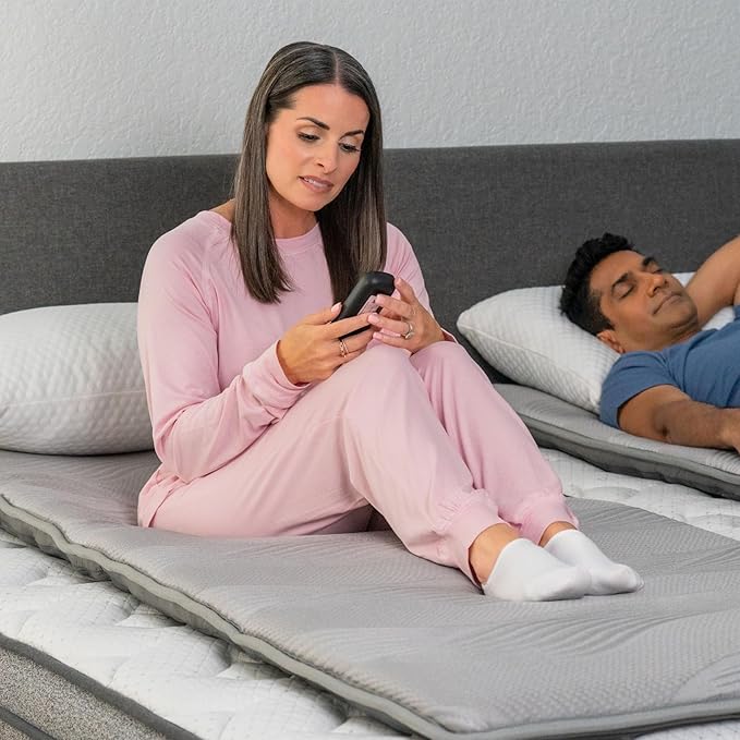 GhostBed Massage Mat with 3 Gel Memory Foam - 7 Full-Body Massage and Stretching Programs Plus Vibration and Heat Therapy Charcoal Grey
