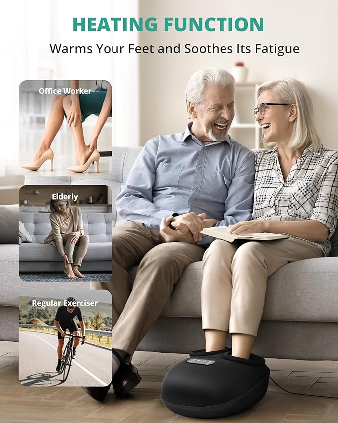 Medcursor Foot Massager Machine with Heat Rolling Deep Kneading Shiatsu Foot Massager for Delivers Pain Relief Tired Plantar Fasciitis Gift for Women Mom Men Fits Up to 13