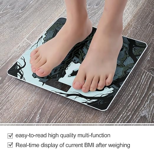 Ghost Castle Bathroom Scale for Body Weight Bathroom Digital Electronic Weighing Scale with Back Lit LED Display Sturdy Tempered Glass Weight Watchers Scales 400lb