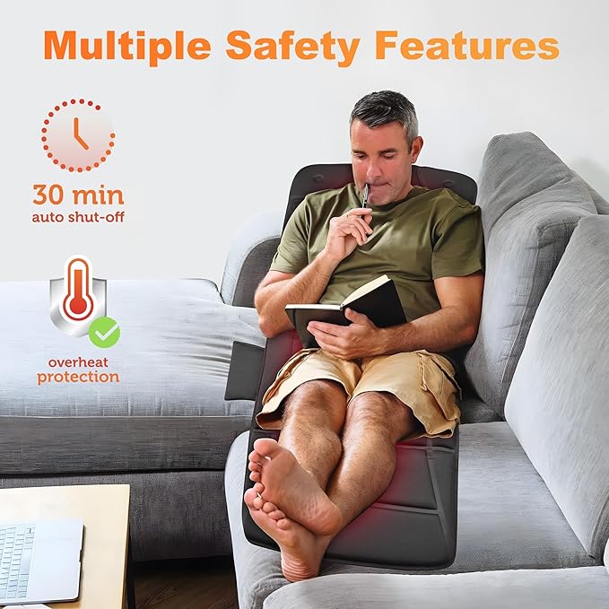 CILI Massage Mat Full BodyMassager Chair Pad10 Vibration Motors &amp 5 Massage ModesBack Massager for BedMassage Mattress Pad for BackHeating Pad with Auto Shut Off