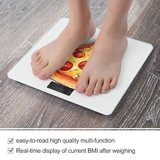 Cartoon Pizza Scale for Body Weight Accurate Digital Bathroom Scale Toughened Glass High Precision Scales Smart Weight Scales with Large LCD Backlight Display Weighing Machine