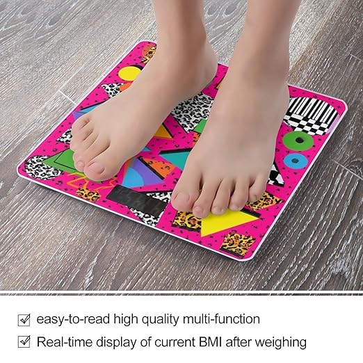 Women's Digital Bathroom Weighing Scale Automatic Switch Energy Saving Scale Smart Scale for Body Weight Geometric Checkered Zebra Tiger Leopard Print Hot Pink Vintage Retro 80s 90s