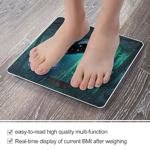 Star Panther Bamboo Scale for Body Weight Sturdy Tempered Glass Weighing Scales with LCD Display Accurate Digital Bathroom Scale Convenient Body Fat Smart Scales Easy Read
