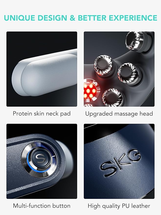 SKG G7 Pro Fold Neck Massager for Pain Relief Deep Tissue Vibration Cordless Travel MassagerFoldable Neck Massager for Office Home Car Gifts for Men Women Dad Mom Grandpa