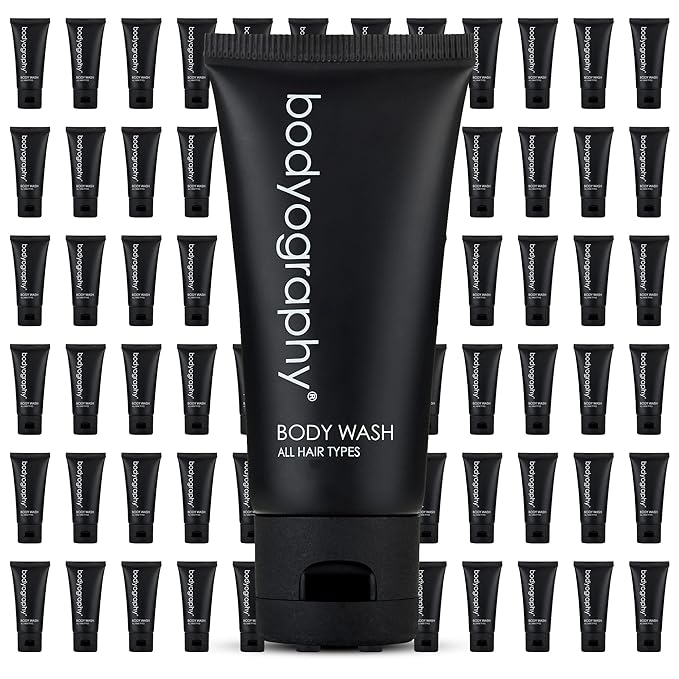 World Amenities - Bodyography - Bulk Body Wash | 300 Count 1.4oz | Lavender Peppermint Mini Travel Size Toiletries (100% Recyclable Tube with Flip Top Cap) Hotel Amenities.