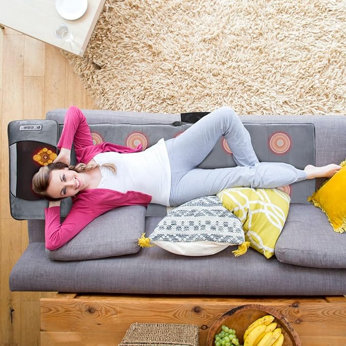 Full Body Massage Mat with Heat with Inflatable Head Pillow Electric Vibration Massage Pad Back Massager for Chair 10 Motors 9 Modes 3 Heat Levels Lumbar Pillow for Home Office Women Men Gift