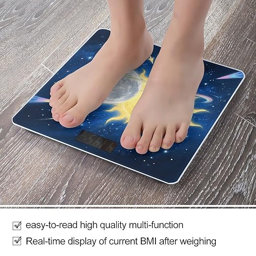 Moon Sun Bathroom Scale for Body Weight LCD Display Digital Bathroom Scale Tempered Glass Bathroom Weight Scales Fashion Smart Scales for Home Bedroom 400 Lb