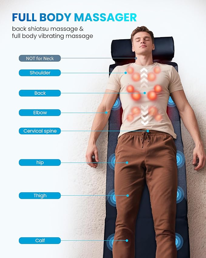 COMFIER HSA Eligible Shiatsu Full Body Massage Mat with Heat FSA Back Massage Pad for Pain Relief Deep Tissue Kneading &amp Vibration Heating Chair Massager for Recliner Sofa Bed Gifts for Men Wo