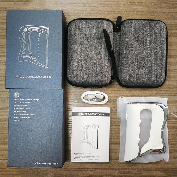 Electric Fascia Massager Guasha Scraper Muscle Relaxing Release Pressure Electric Scraping Tool Muscle Relaxation StimulatoWhite