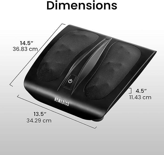 HoMedics Triple Action Shiatsu Foot Massager with Heat | Deep-Kneading Rotating Heads &amp Soothing Heat | Large Design Breathable Fabric &amp Toe Controls Black