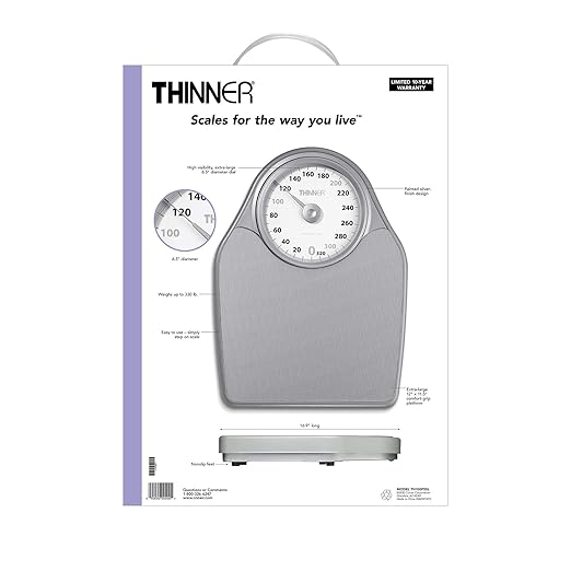 Thinner by Conair Bathroom Scale for Body Weight Extra-Large Analog Scale Measures Weight Up to 330 Lbs. in Silver