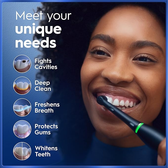 Oral-B Rechargeable Electric Toothbrush iO5 Customizable Clean 5 Cleaning Modes Visual Pressure Sensor to Protect Gums Travel Case Black
