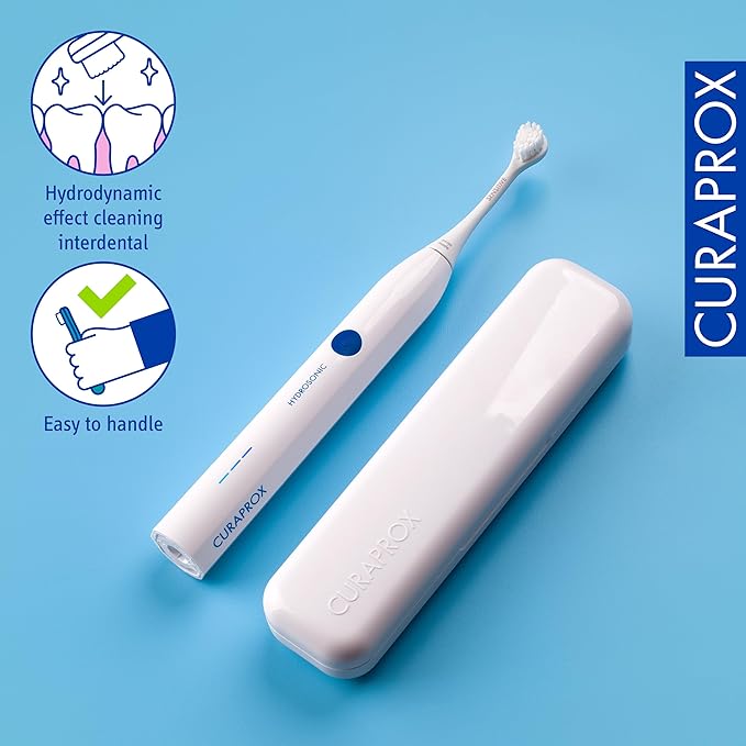 Curaprox Hydrosonic Easy Sonic Toothbrush – for Daily Gum Care and Plaque Control | Simple Effective Reliable | One Brush Head