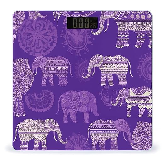Purple Elephant Bathroom Scale for Body Weight LCD Display Digital Bathroom Scale Tempered Glass Bathroom Weight Scales Fashion Smart Scales for Home Bedroom 400 Lb