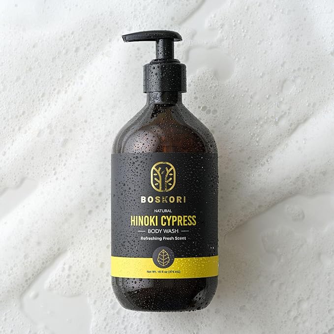 Men’s Hinoki Cypress Body Wash with Pure Hinoki Essential Oil Gentle Non-Drying Cleanser with Japanese Sake &amp Botanicals No Harsh Sulfates No Synthetic Fragrance Made in Taiwan 16 fl oz