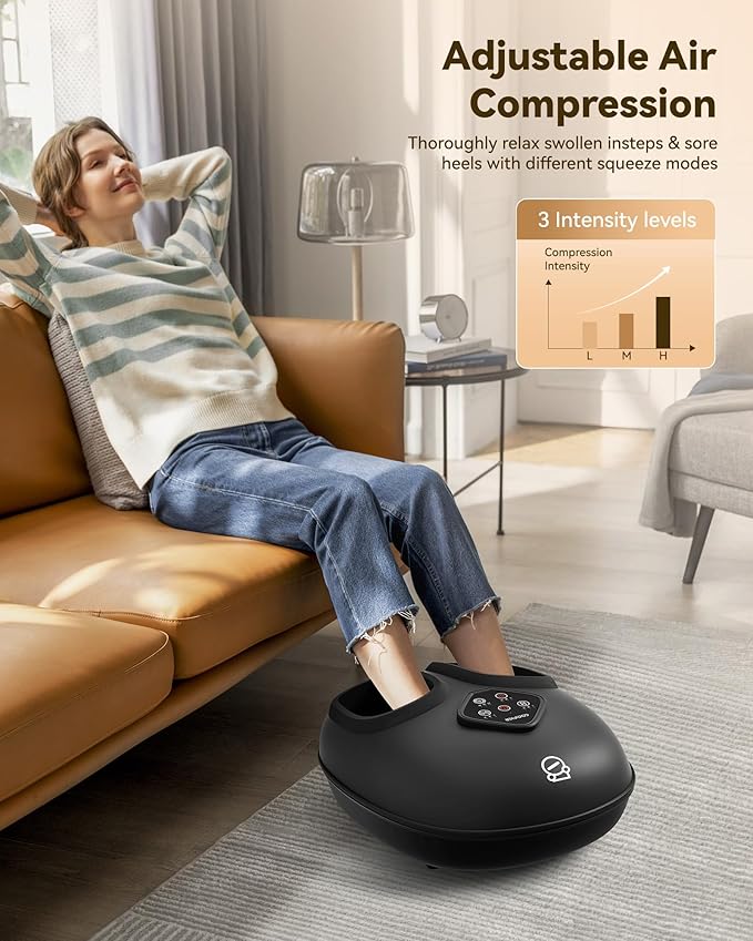 COMFIER 2026 Shiatsu Foot Massager with HeatCompressionKneading &ampRollingFoot Massager for NeuropathyPlantar FasciitisUpgraded for Larger Feet Machine(Size 15)Home or Officefor Men Women
