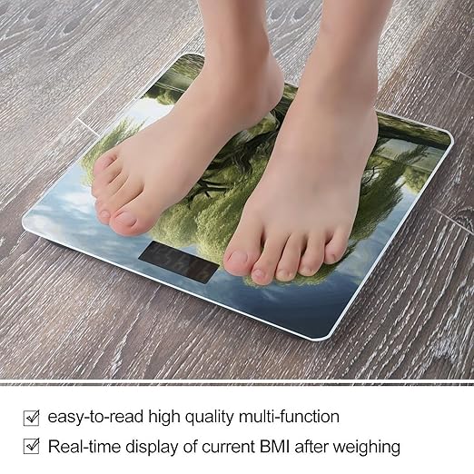 Willow Tree Scale for Body Weight Highly Accurate Digital Bathroom Scale Sturdy Tempered Glass Weighing Scales with LCD Display Fashion Body Fat Smart Scales 400lb