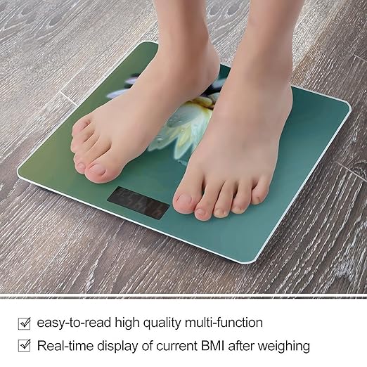 Dragonfly with Water Lily Weight Scale Digital Electronic Scales Bathroom Scale Larg LCD Backlight Display High Precision MeasurementsTempered Glass
