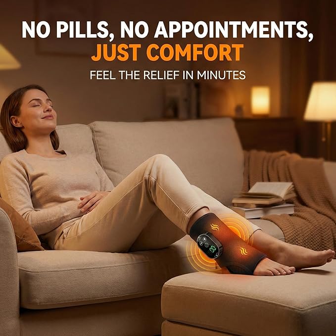 Foot Massager for Neuropathy Plantar Fasciitis Pain Relief Cordless Heated Vibrating Cloud-Soft Ankle Wrap Feet Massage Portable 2H Run Time 6 Heats 3 Modes Auto-Off Timer1 Pair