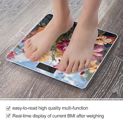 Colorful Flower Scale for Body Weight Digital Bathroom Scale Precision Smart Weighing Scales with Clear LED Display Accurate High Precision Scales Weighing Machine