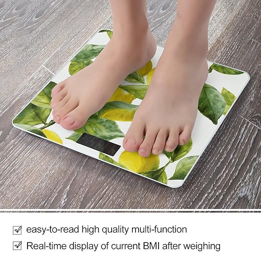Lemon Branch Leaves Bathroom ScaleHighly Accurate Digital Weighing Machine for People Bright LED Display Weight Scale for The Aldult Home Use