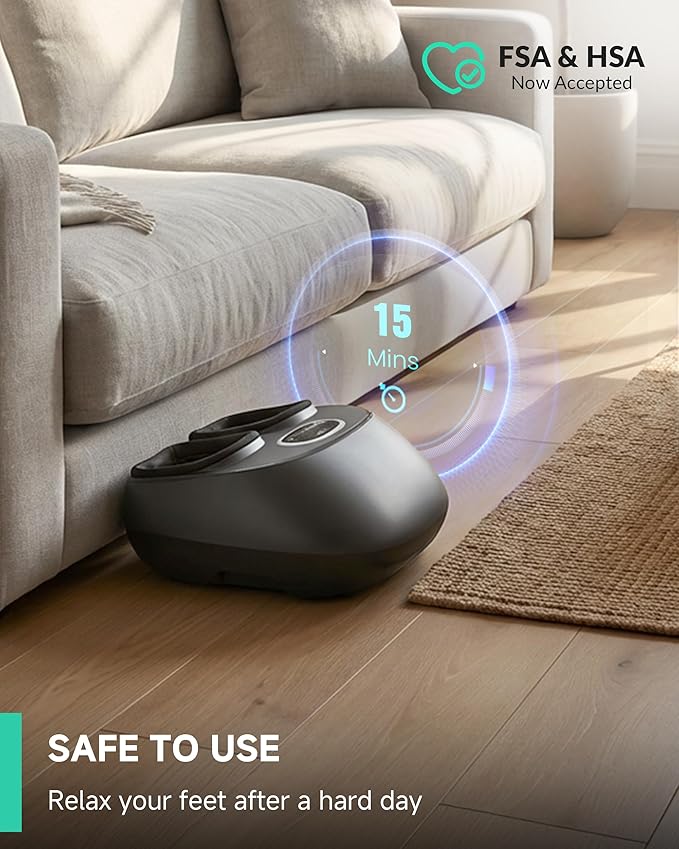 Snailax Shiatsu Foot Massager with Heat FSA Eligible Kneading Compression Vibration Feet Massage Machine for Plantar Fasciitis Neuropathy Foot Warmer Gifts for Women MenSize 13