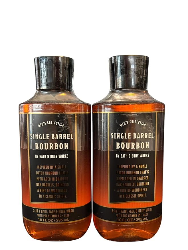 Men's Body Wash Shower Gel 2-Pack Gift Set For Bath and Body 3-in-1 Hair Face &amp Body Wash With Pro-Vitamin B5 SINGLE BARREL BOURBON