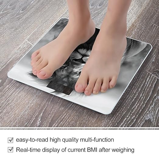 African Lion Black and White Scale for Body Weight Accurate Digital Bathroom Scale Toughened Glass High Precision Scales Smart Weight Scales with Large LCD Backlight Display Weighing Machine