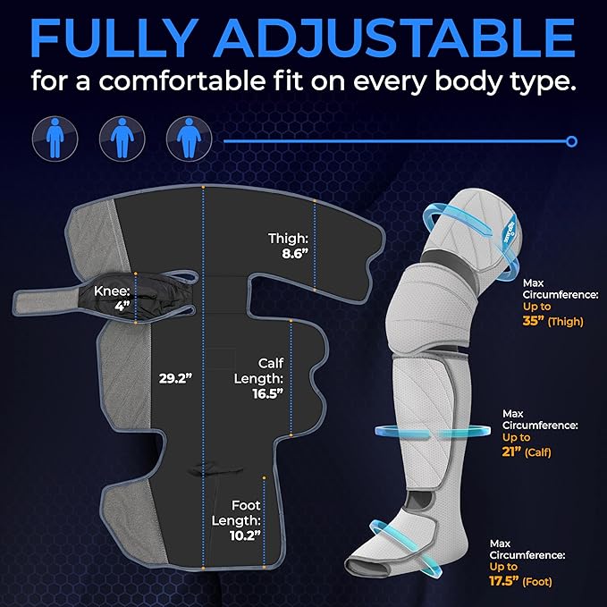 SereneLife Air Compression Knee Massager for Pain Relief and Therapy Knee Elbow Shoulder Brace Wrap with 4 Vibration 2 Heating Modes 4 Airbags Smart LED Controller Ice Pack for Cold Massage