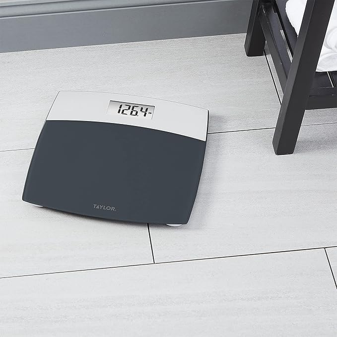 Taylor Digital Scales for Bodyweight Mixed Metal with Brushed Stainless Steel 440 LB Capacity Bathroom Scale White Backlight Readout Highly Accurate Digital Bathroom Scale