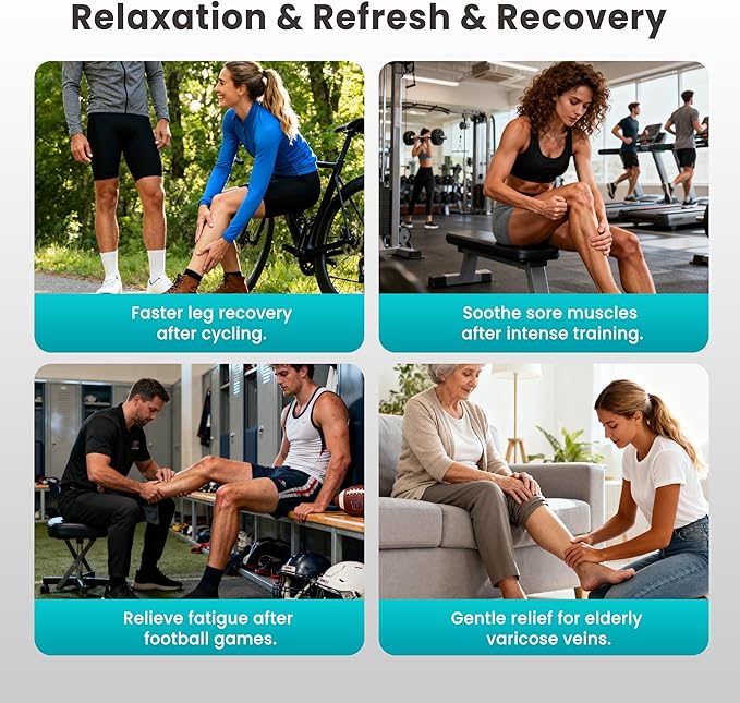 Professional Air Compression Leg Massager for Circulation and Pain Relief Cordless Full Leg Recovery Boots with Dual Controllers Sequential Compression Therapy Machine - Pair M