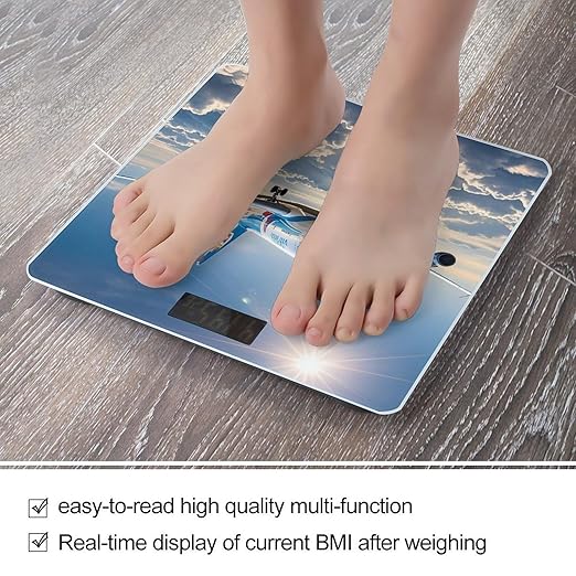Airplane Patterns Smart Scale for Body Weight Accurate Bathroom Scale with LED Display Digital Weight Scales Weighing Machine High Precision Scales for Bath Home
