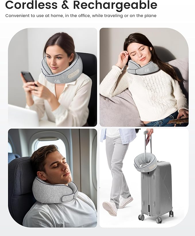 CILI Cordless Neck Massager Pillow with Heat Shiatsu Neck Massager for Pain Relief Deep TissueHeated Massage Pillow for Travel3 Adjustable IntensityGifts for Women Men Mom Dad