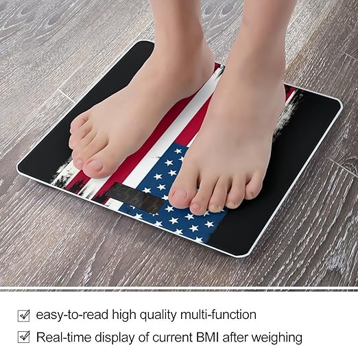Digital Bathroom Weighing Scale Energy Saving Scale Smart Scale for Body Weight Grunge USA American Flag