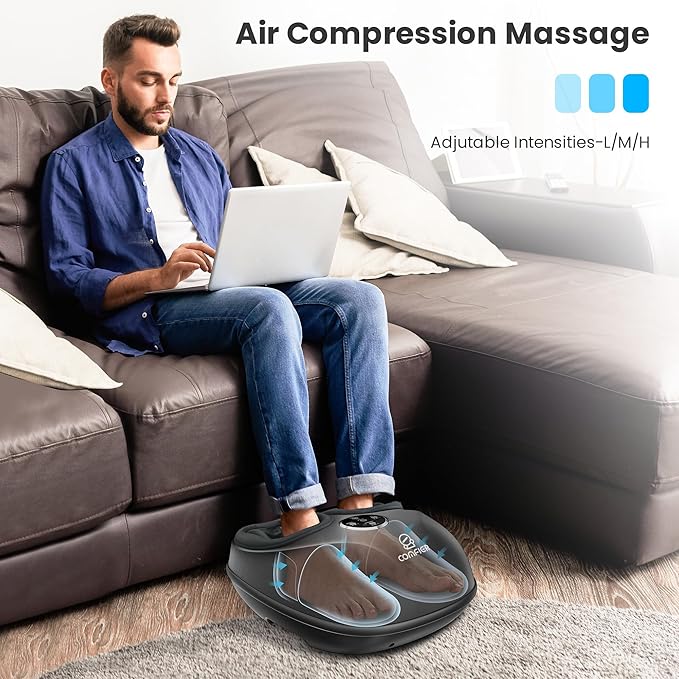 COMFIER Shiatsu Foot Massager with Heat for Neuropathy Plantar Fasciitis Heated Electric Foot Massagers Feet Massager for Home Office Up to Men Size 13 Christmas Gifts for Men Women