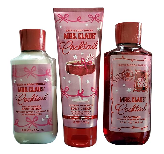 Bath &amp Body Works Mrs Claus Shower Gel Body Wash Body Lotion and Ultimate Hydration Body Cream 3 Piece Set