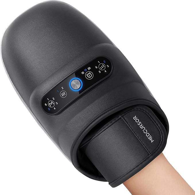 Medcursor Hand Massager with Heat and Compression – Cordless Design with Acupressure Beads Multiple Massage Modes Dual Heat Levels Built-in Timer