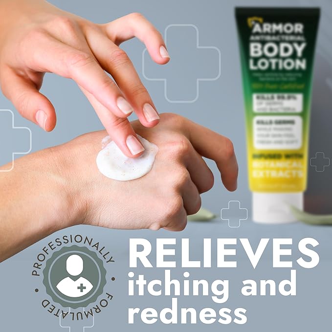 Antibacterial Body Lotion | Kills 99.9% of Germs &amp Bacteria | Body Lotion for Women &amp Men Helps Sanitize Skin | Infused with Botanical Extracts | Fresh Soft &amp Moisturized Skin | 4 fl oz