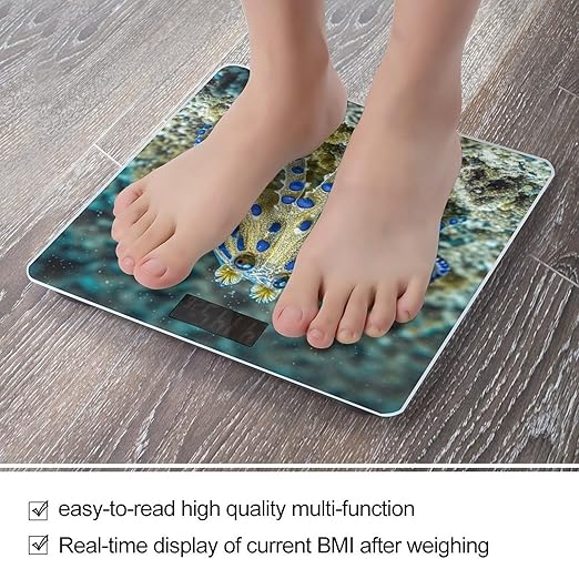 Blue Ringed Octopus Scale for Body Weight Accurate Digital Bathroom Scale Toughened Glass High Precision Scales Smart Weight Scales with Large LCD Backlight Display Weighing Machine
