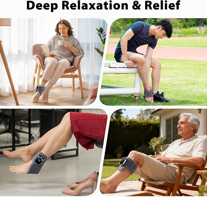 UOTT Foot and Ankle Massager for Foot Renew Triple Method Massager for Heel Arch &amp Ankle Refresh Adjustable Heat &amp Vibration Level Portable and Easy Use Includes Extension Strap (1pcs)