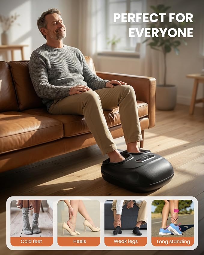 CILI Foot Massager with Heat Shiatsu Foot Massager for Pain Relief &amp Plantar Fasciitis Electric Heated Feet Massager with Kneading Compression &amp Vibration Washable Sleeve FSA Eligible HSA