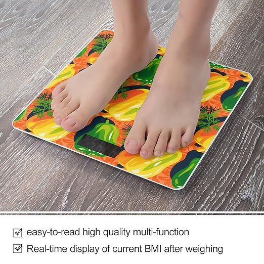 Dill Pickles Print Weight Scale Large Digital Bathroom Scales with Bright LED Display Non Slip Digital Scale and Step On Fashion Weighing Machine for Body