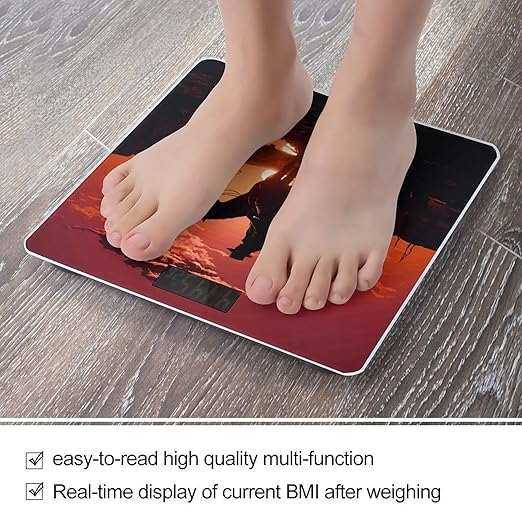 Cowboy West Scale for Body Weight Highly Accurate Bathroom Body Scale Sturdy Tempered Glass Digital Weight Scales LCD Display Smart Scales Rounded Corners Design