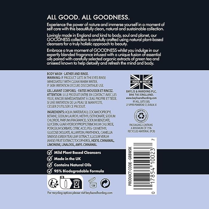 Baylis &amp Harding Goodness Sea Kelp &amp Peppermint 500 ml Body Wash Pack of 3
