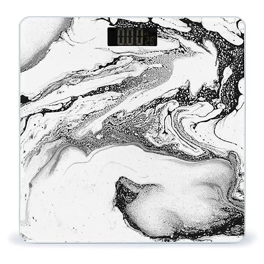 Black and White Marble Scale for Body Weight Digital Bathroom Scale Precision Smart Weighing Scales with Clear LED Display Accurate High Precision Scales Weighing Machine