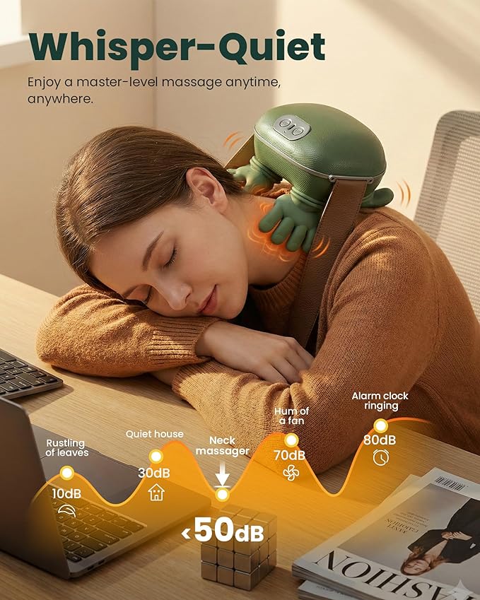Neck Massager with Heat - Neck and Back Shiatsu Massager for Relieve Fatigue Deep Tissue Portable Neck and Shoulder Massager for Home and Travel Green