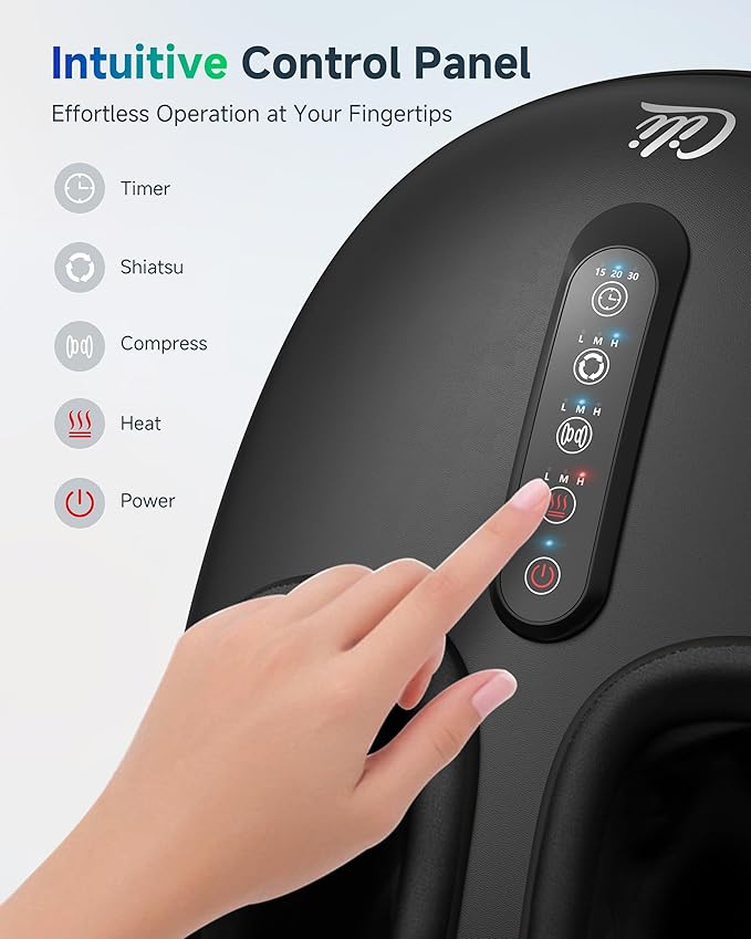 CILI Shiatsu Foot Massager with Heat and Compression Kneading RollingElectric Feet Massager for Plantar Fasciitis Neuropathy Feet Heater Foot Warmer for Women Size Up to 14