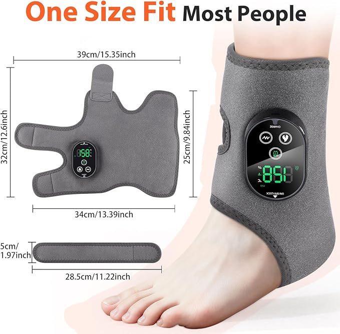 Foot Ankle Massager for Pain Relief Cordless Ankle Heating Pad with Massage Foot Massager Heated Ankles Brace Wrap 6 Heats 3 Vibrations